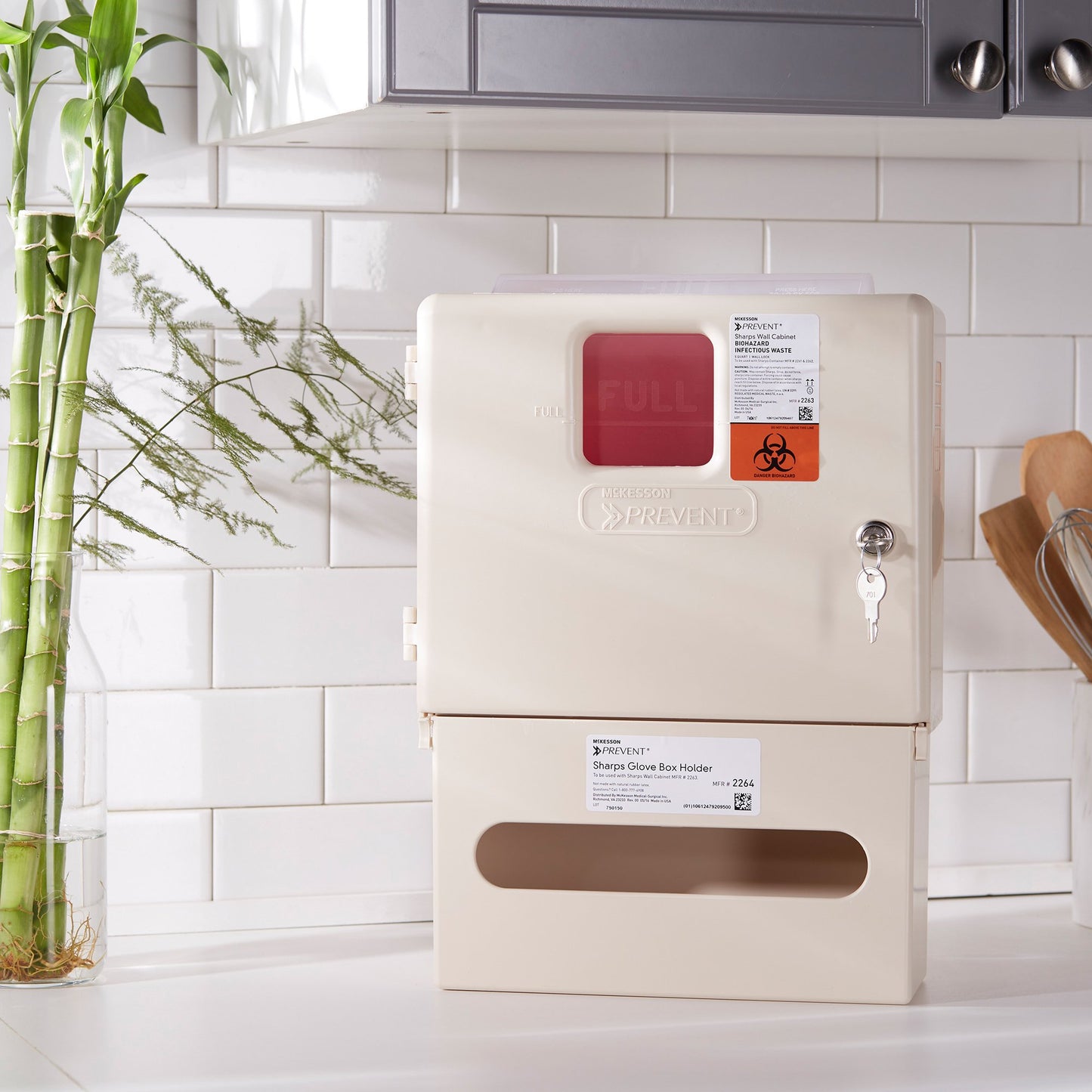 CABINET, SHARPS W/GLOVE HOLDER