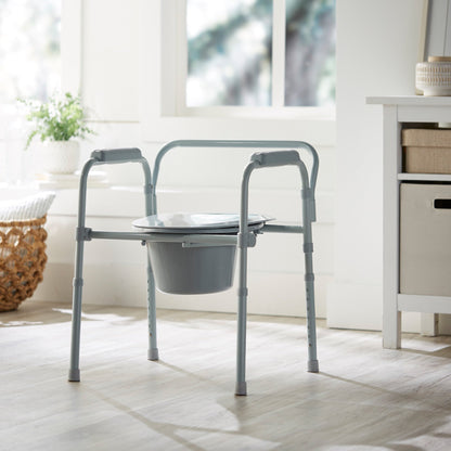 COMMODE, FLD STL FRAME GRY 350LBS (4/CS)