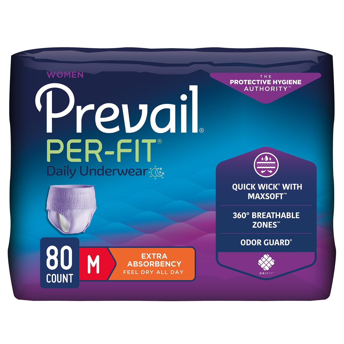 UNDERWEAR, PREVAIL PER-FIT WOMEN 34"-36" MED (20/BG 4BG/CS)
