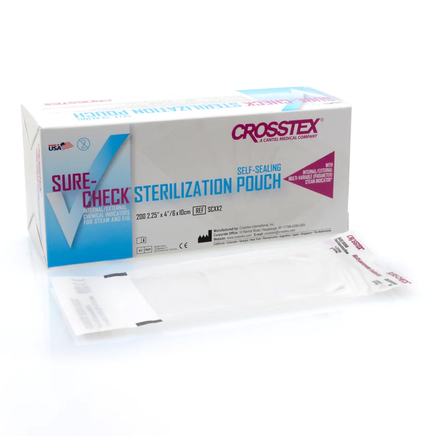 POUCH, STERILIZATION SURECHEC 2.25"X4" (200/BX 20B CROSTX