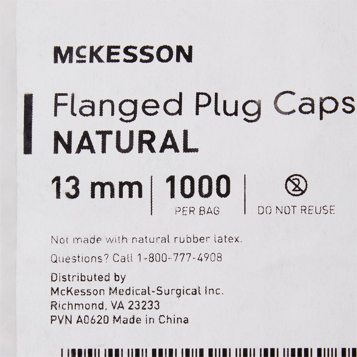 CAP, VAC TUBE NAT 13MM (1000/BG 20BG/CS)