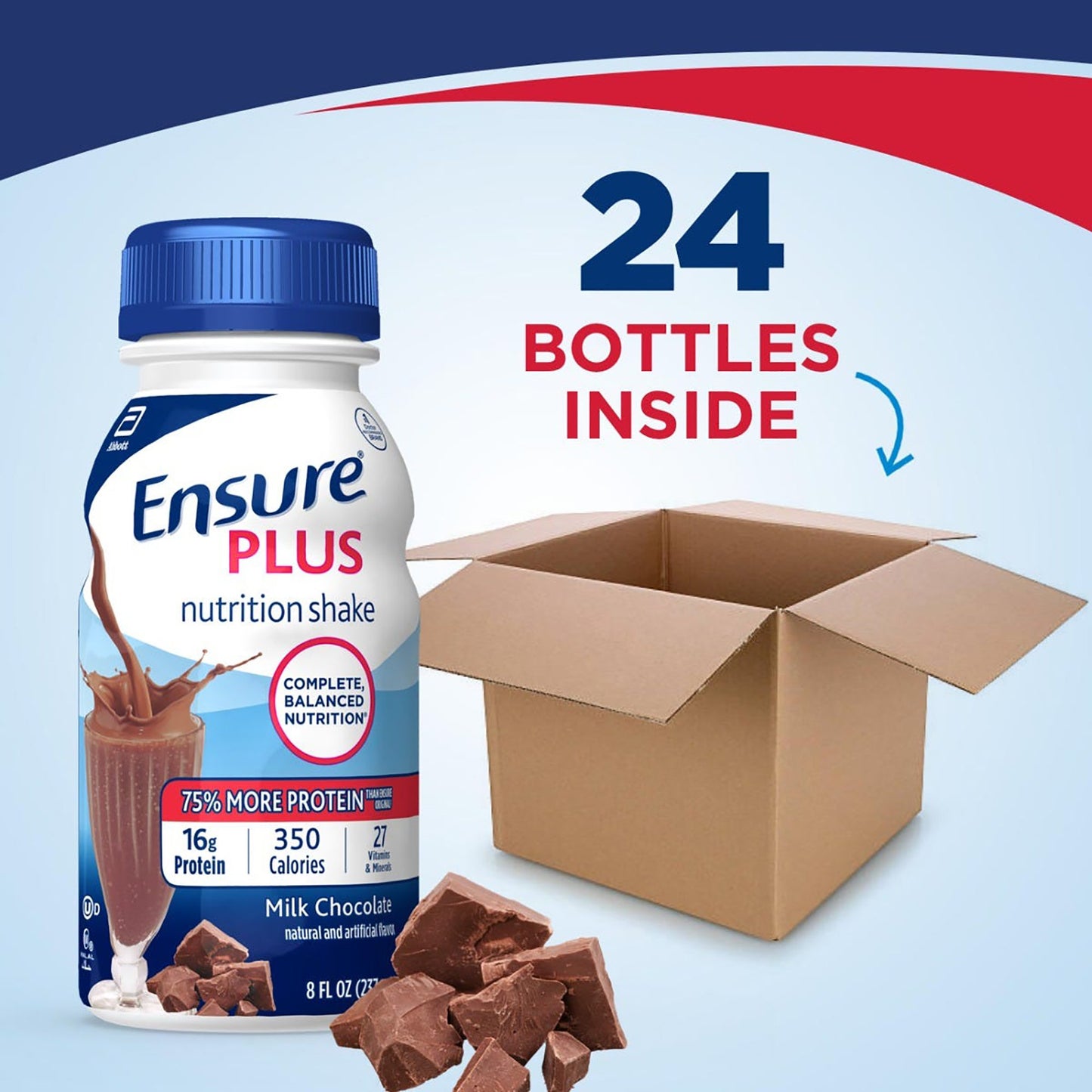 ENSURE PLUS, RTD CREAMY MILK CHOC 8OZ (6/PK 4PK/CS