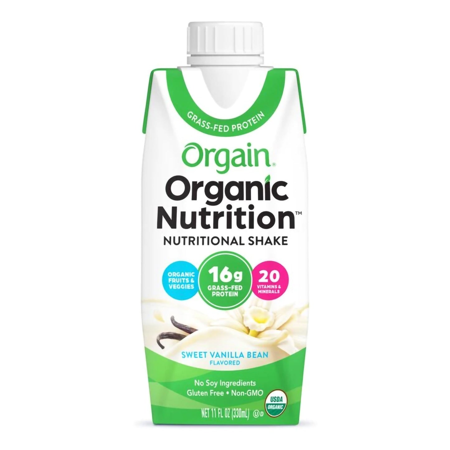 SHAKE, NUTRITIONAL ORGANIC SWEET VANILLA BEAN 11OZ (12/CS)