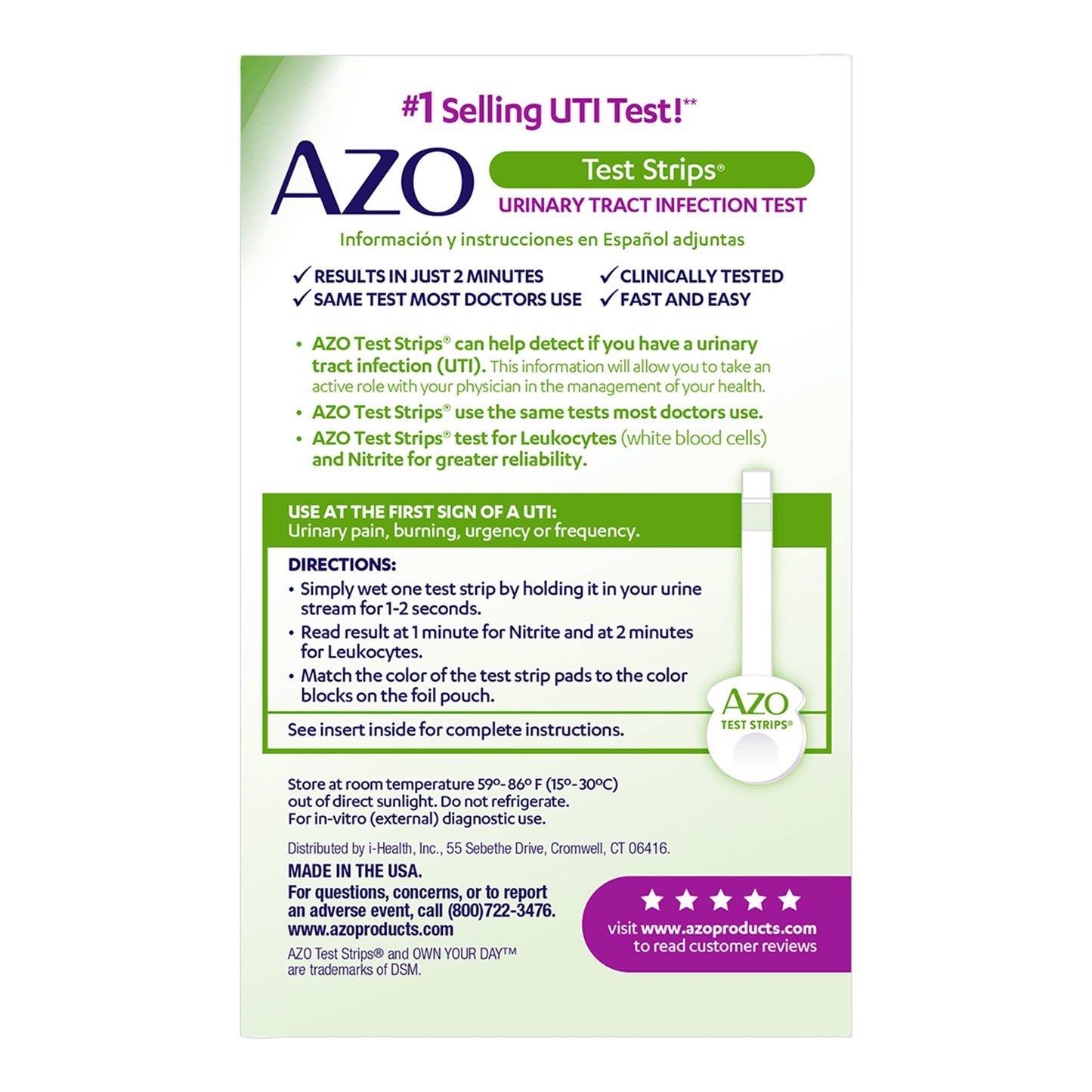 AZO TEST STRIPS, URINARY TRACTINFECTION (3/BX)