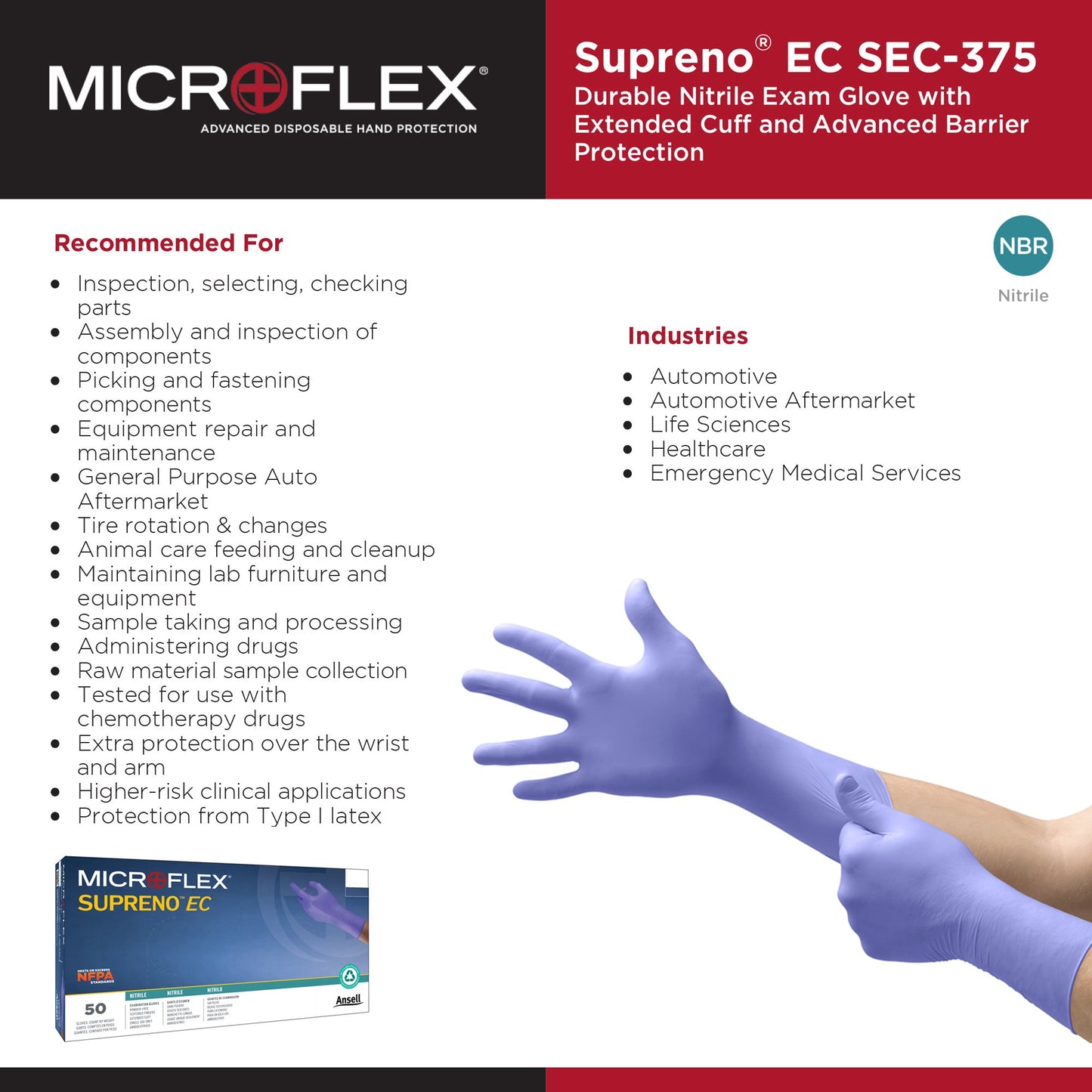 GLOVE, EXAM NTRL XL N/S EXTCF CHEMO (50/BX 10BX/CS)