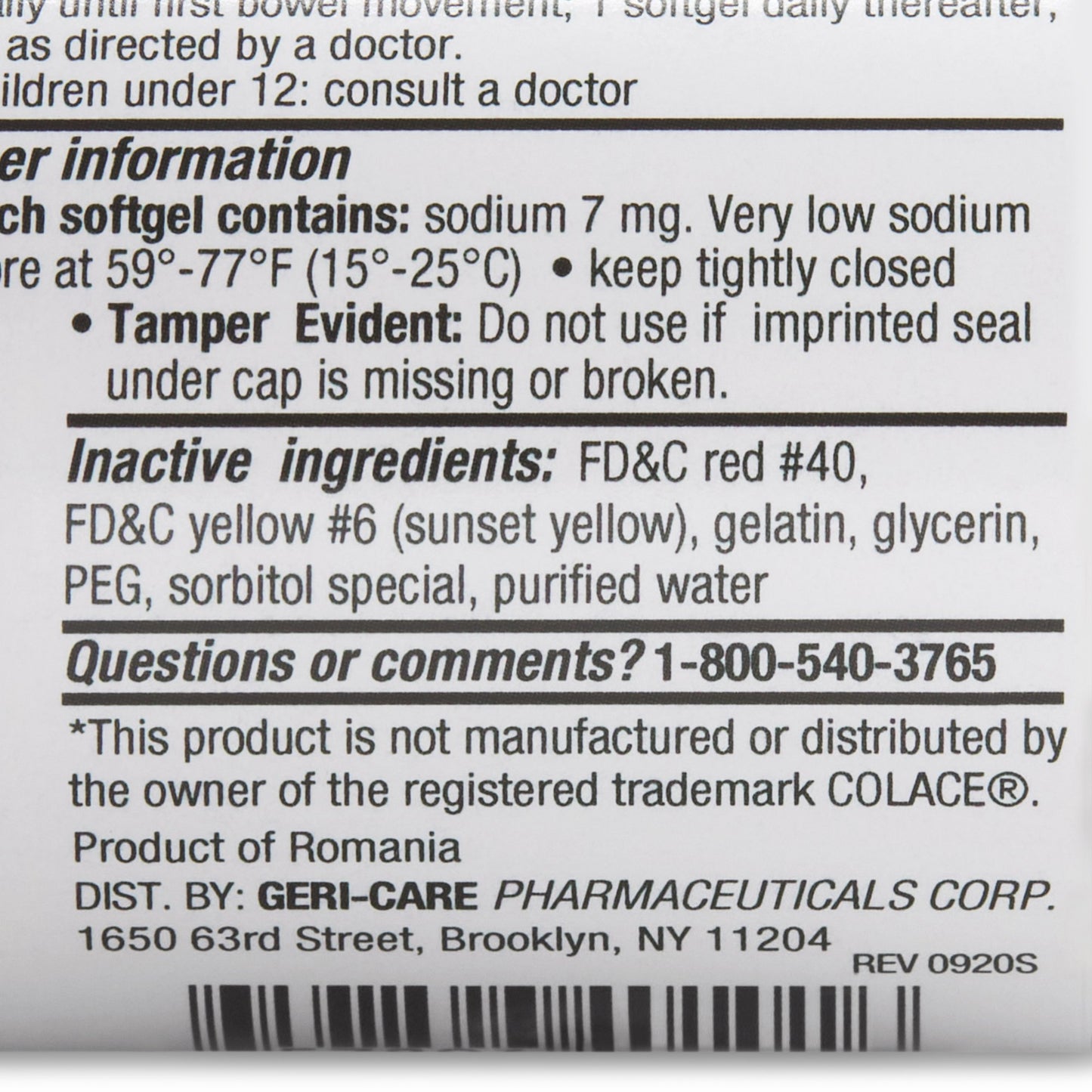 DOCUSATE SODIUM, CAP SGEL 100MG (100/BT 12BT/CS)