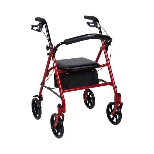 WALKER, ROLLATOR DURA FOLDING STEEL W/7.5" WHLS RED 300LB