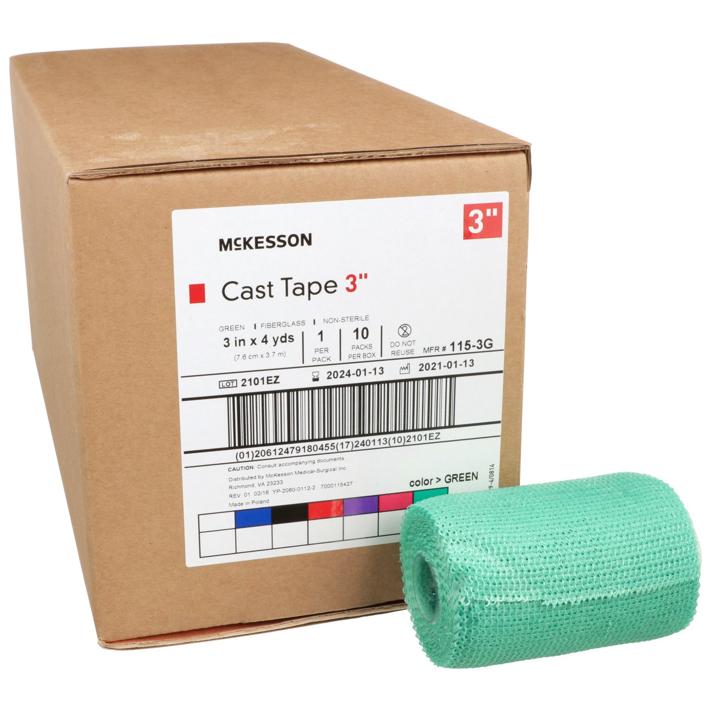 TAPE, CAST GRN LF 3"X4YDS (10RL/BX)