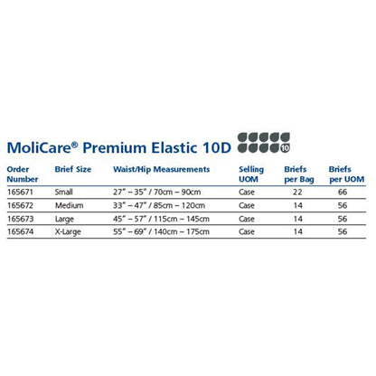 BRIEF, MOLICARE PREMIUM ELASTIC 10D MED (14/PK 4PK/CS)