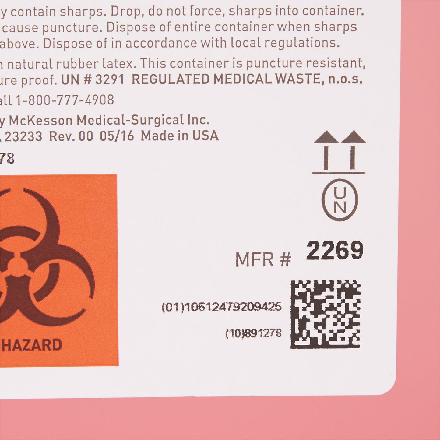 CONTAINER, SHARPS RED 5.4QT WALL MOUNT (20/CS)