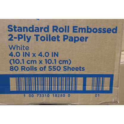 TISSUE, TOILET 2PLY 4.5X4.05 WHT (80RL/CS)