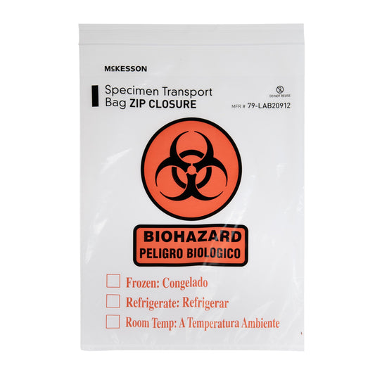 BAG, SPCMN BIOHAZ O/SIDE PCKT ZIPLCK 9X12 (100/PK)