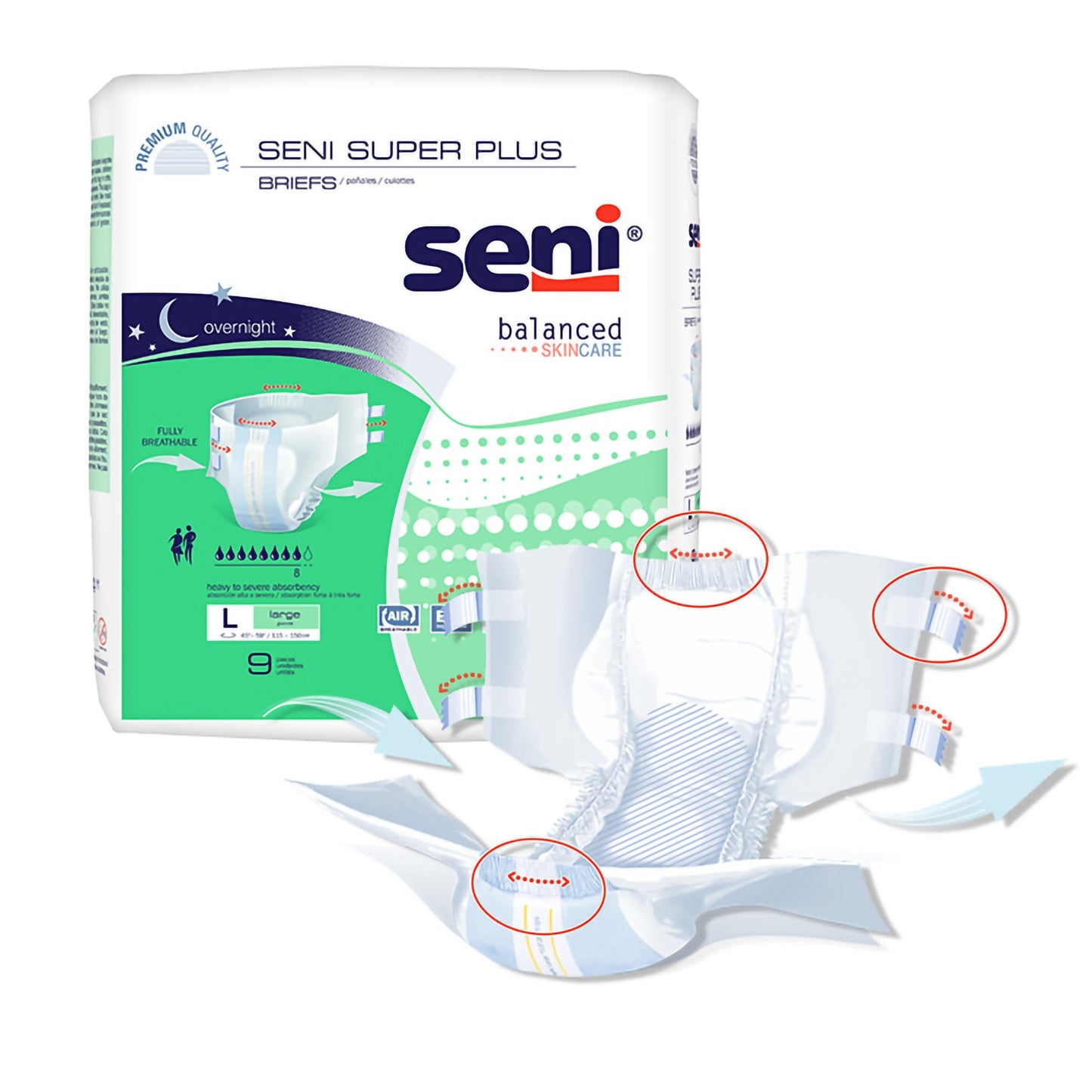 BRIEF, INCONT SENI SUPER PLUS LG 45"-59" (9/PK 4PK/CS)