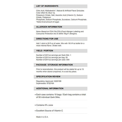 SQWINCHER ZERO, QWIK STIK FRT PNCH .11OZ (50/PK 10PK/CS)