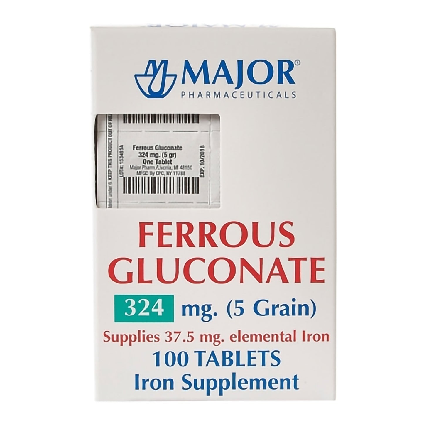 FERROUS GLUCONATE, TAB 324MG UD (100/BX)
