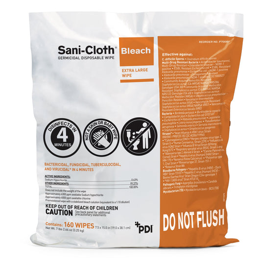 WIPE, BLEACH SANI-CLOTH REFILL7.5X15" (160/PK 2/P