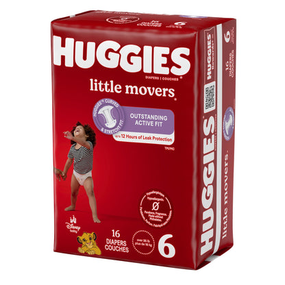 DIAPER, HUGGIES LITTLE MOVERS JUMBO SZ6 (16/PK 4PK/CS)