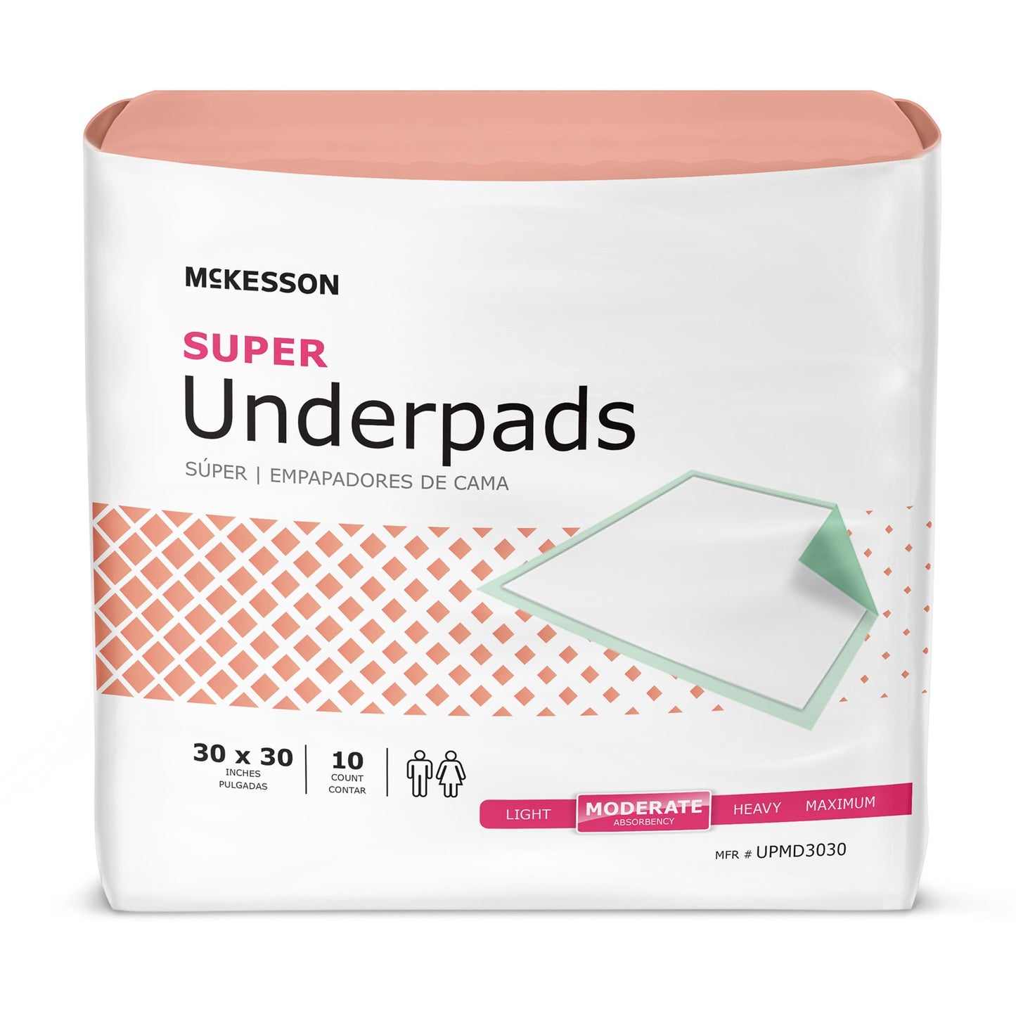 UNDERPAD, MODERATE ABSRB 30X30(10/BG 15BG/CS)