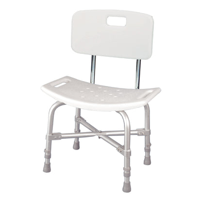 BENCH, BATH W/BACK BARIATRIC X-BRACED ALUM FRAME 500LB (1/CS
